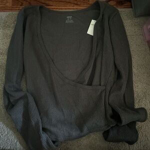 Aerie Charcoal Ribbed Bodysuit